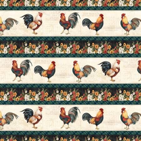 Garden Gate Roosters by Susan Winget Collection Wilmington Prints