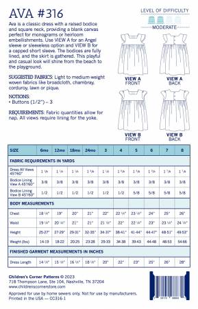 New 2025 Ava # CC316 Dress Pattern