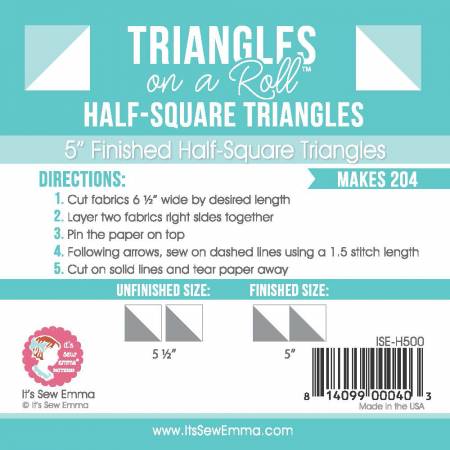 Triangles on a Roll 5in Half Square 50ft Roll # ISE-H500