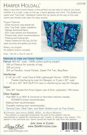 Lazy Girl Designs Harper Holdall Zip Tote with inside pocket