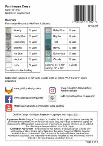 NEW 2025 Farmhouse Cross Quilt Kit featuring Cove from Robert Kauffman