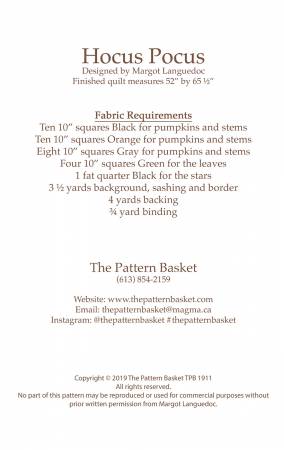 Hocus Pocus TPB 1911 Pattern Basket