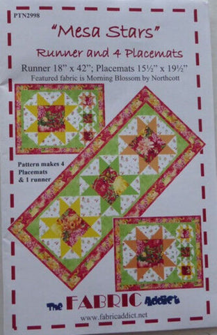 Pattern Mesa Stars Tablrunner and 4 Placemats Pattern by Fabric Addict