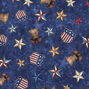 American Spirit Wide Back fabric  LIBERTY BELL AND STARS 108" Wide