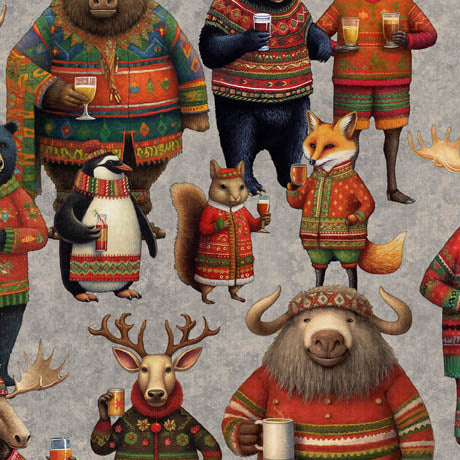 Sale CHRISTMAS PARTY ANIMALS  Collection Morris Creative Group QT Fabrics