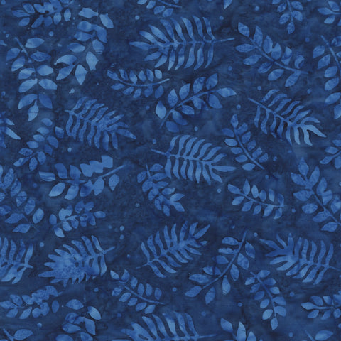 New 2025 Indigo Botanical Leaves Batik # 458Q-4