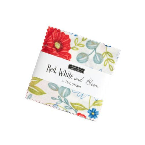 New 2025 Red White Bloom Mini Charm 56110MC Moda