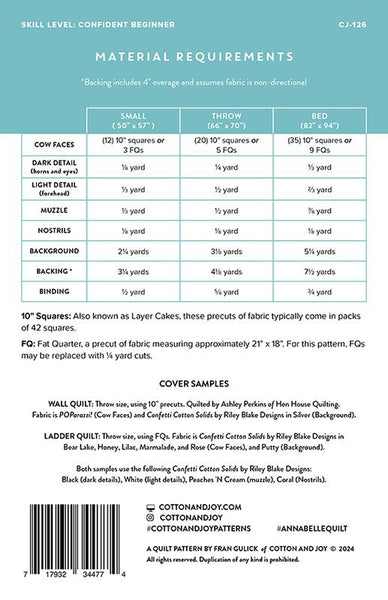 New Annabelle Quilt Pattern CJ 126 Cotton and Joy 3 sizes