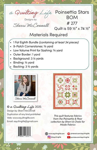 New 2026 Poinsettia Stars BOM G QLD 277 Quilting Life Pattern Only