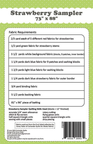 New Strawberry Sampler G CQ 239 Coriander Quilts pattern