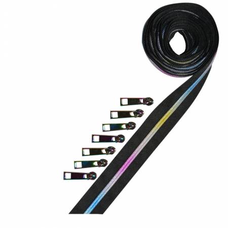 Metallic Zipper Tape Rainbow # BLK-MU From Decorating Diva In Zipper By The Yard