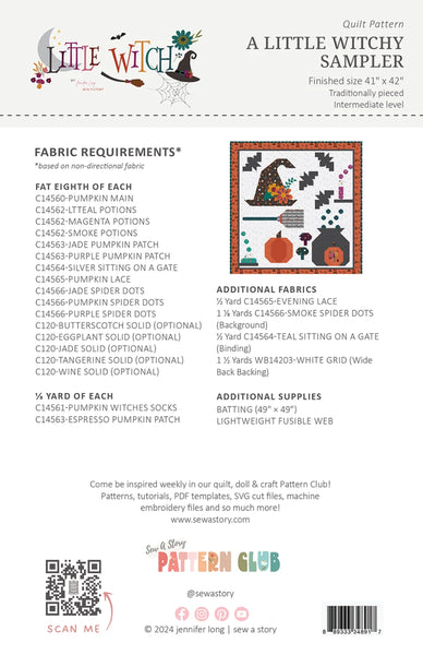 New Witch's Sampler # BSI288 Quilt Pattern
