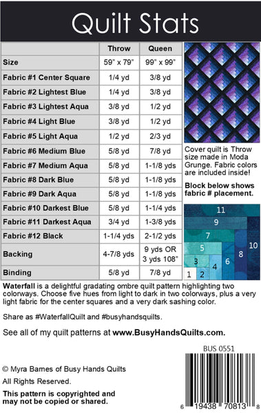 New Waterfall # BUS0551 Quilt Pattern
