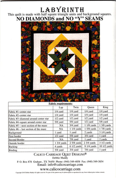New 2026 Labyrinth  Quilt pattern # CCQD141 4 sizes