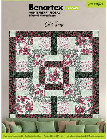 Quilt Kit "Cold Snap' featuring Bernartex Winterberry Floral