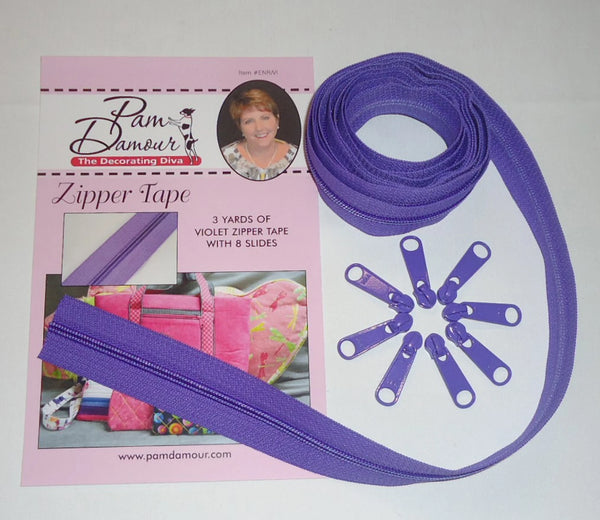New 3 yards of Reversible Coil Zipper Tape with 8 Slides