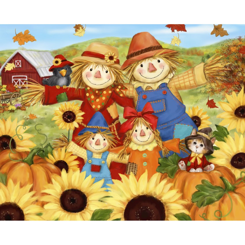 FOSAL-5714-2C-1 Seasonal 2023 Scarecrow Family Panel - Digital Print