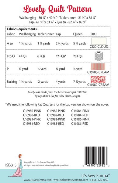 New 2026 Lovely Quilt Pattern # ISE-315 Pattern