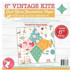 6in Vintage Kite Quilt Block Foundation Paper # ISE-792