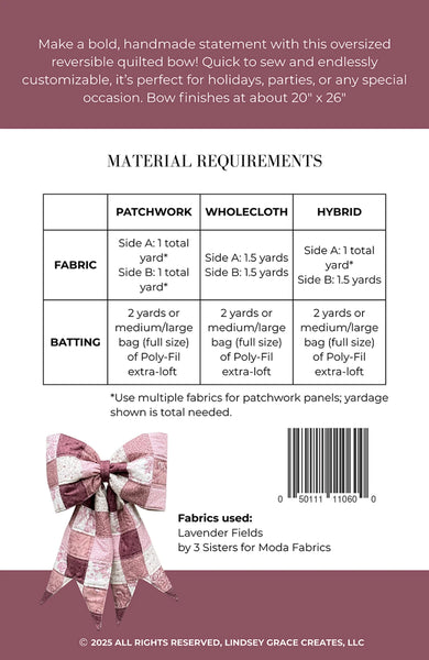 New 2026 The Big Giant Quilted Bow # LGC-TBGQB