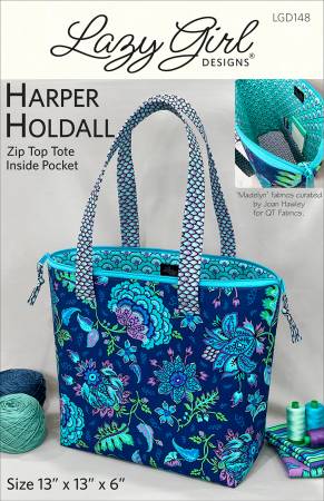 Lazy Girl Designs Harper Holdall Zip Tote with inside pocket