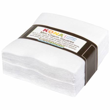 2-1/2in Mini Squares Kona Cotton All White 84pcs, 4 bundles/pack # MCH-105-84
