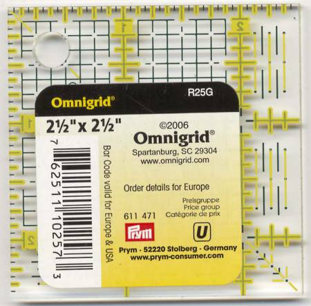 New to our shop in 2025 Omnigrid Ruler 2 1/2in With 1/8in Grid # OG25G