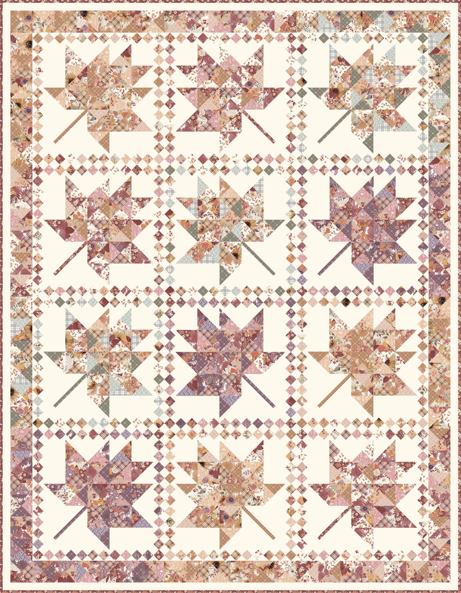 New 2025 Prairie Leaves quilt kit Modern Prairie Melissa Gilbert 88 1/2" x 114"