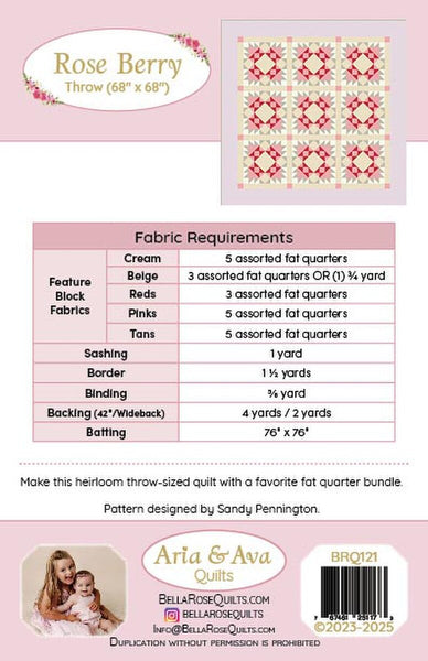 NEW 2026 Pattern Aria & Ava Quilts Rose Berry