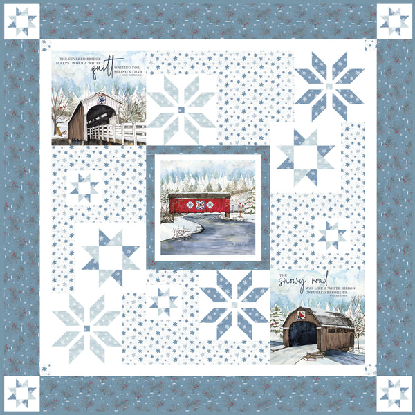 New 2026 Snowflakes Over Covered Bridges Quilt Kit - Covered Bridges in Winter