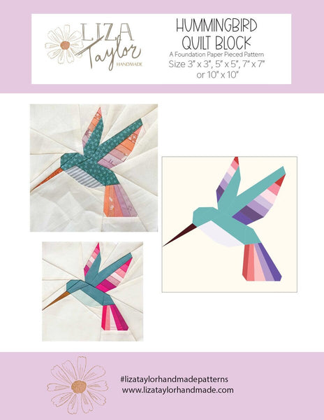 New 2026 Liza Taylor Handmade Hummingbird Quilt Block Pattern
