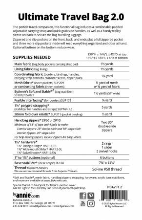 Ultimate Travel 2.0 Pattern # PBA251-2  From By Annie