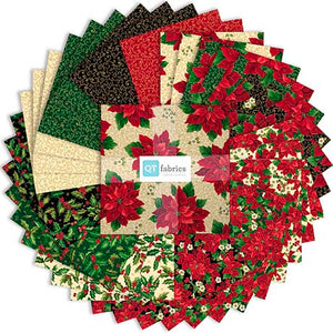 SALE POINSETTIA SYMPHONY by QT Fabrics 10" squares layer Cake