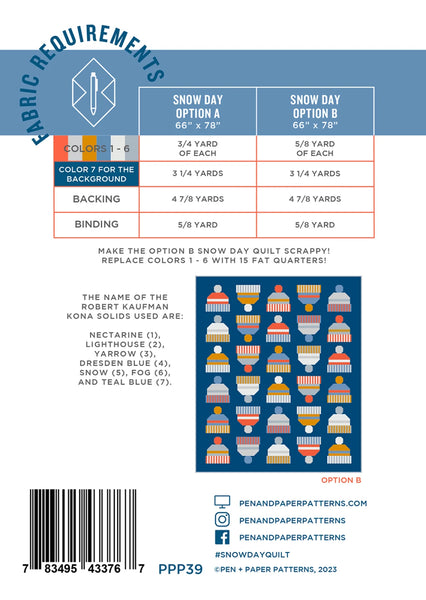 Snow Day Quilt Pattern # PPP39