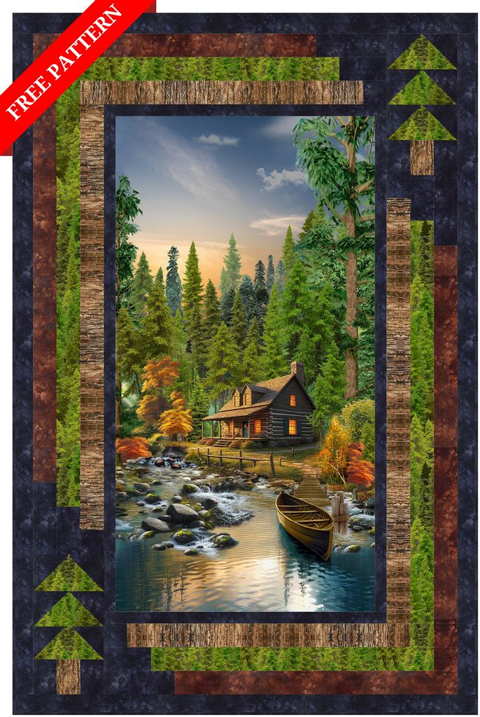 New 2025 Quilt Kit Woodland Retreat 39 1/2" x 58 1/2" with Free Pattern