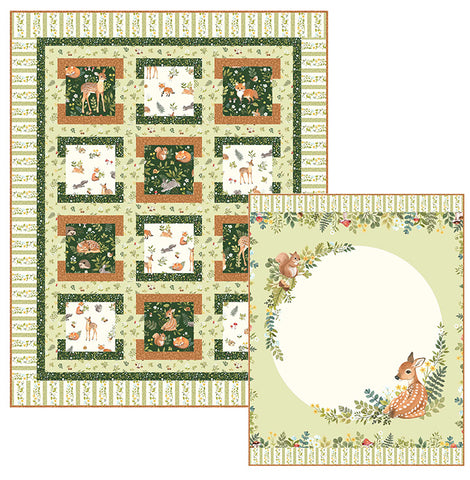 Squares Afloat Quilt Kit Pine Rose Designs featuring Woodland Babes Northcott