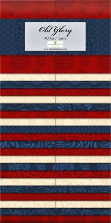 2.5in Strips Essential Gems Old Glory 40pcs Jelly Roll Strips