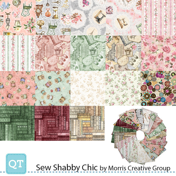 New 2025 SEW SHABBY CHIC Fat Quarter Bundle 18 pcs