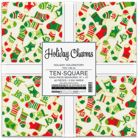 SALE 10in Squares Holiday Charms 42pcs # TEN-1196-42 Layer cake Holiday Colorstory