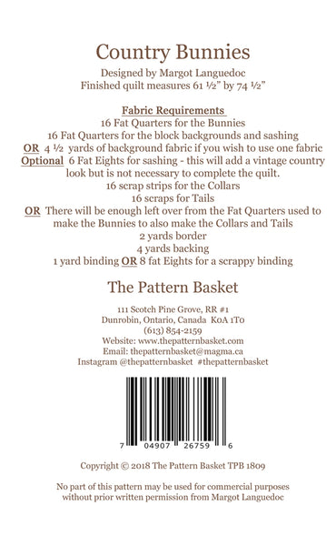 Country Bunnies # TPB1809 The Pattern Basket