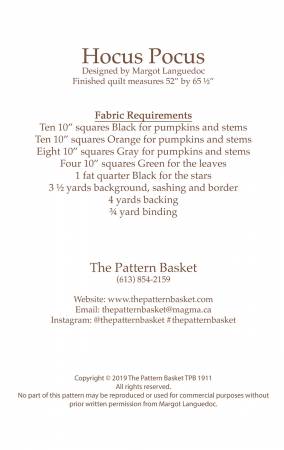 Hocus Pocus TPB 1911 Pattern Basket