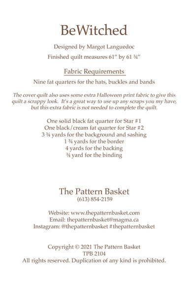 Quilt pattern BeWitched # TPB2104 Pattern Basket