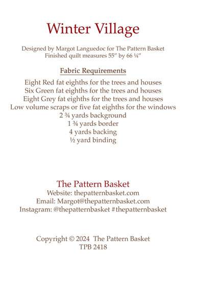 New Winter Village # TPB2418 Quilt Pattern by Pattern basket