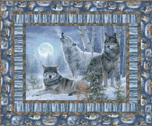 New 2025 Under the Moonlight Wolves Quilt Kit 3 Wishes Fabric