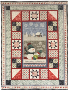 Snow Time Quilt Kit includes optional border stripe fabric