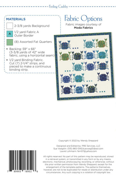 New Feeling Crabby # WS52 Wendy Shephard Pattern 2 sizes