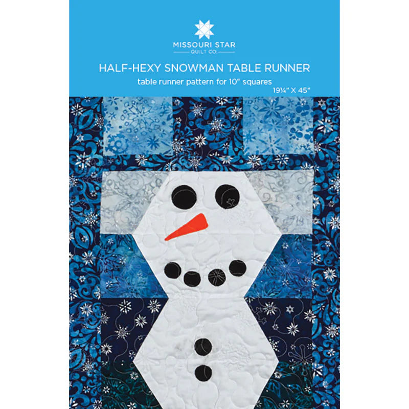 Missouri Star Half Hexi Snowman Table Runner Pattern with Large Half Hexagon Template for 10" Squares