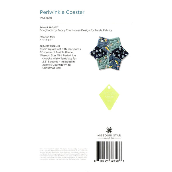 Periwinkle Coaster Pattern plus Mini Wacky Web Template by Missouri Star Quilt Co.