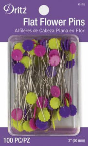 Flat Flower Pins Assorted 2in 100ct # 4517Q by Dritz