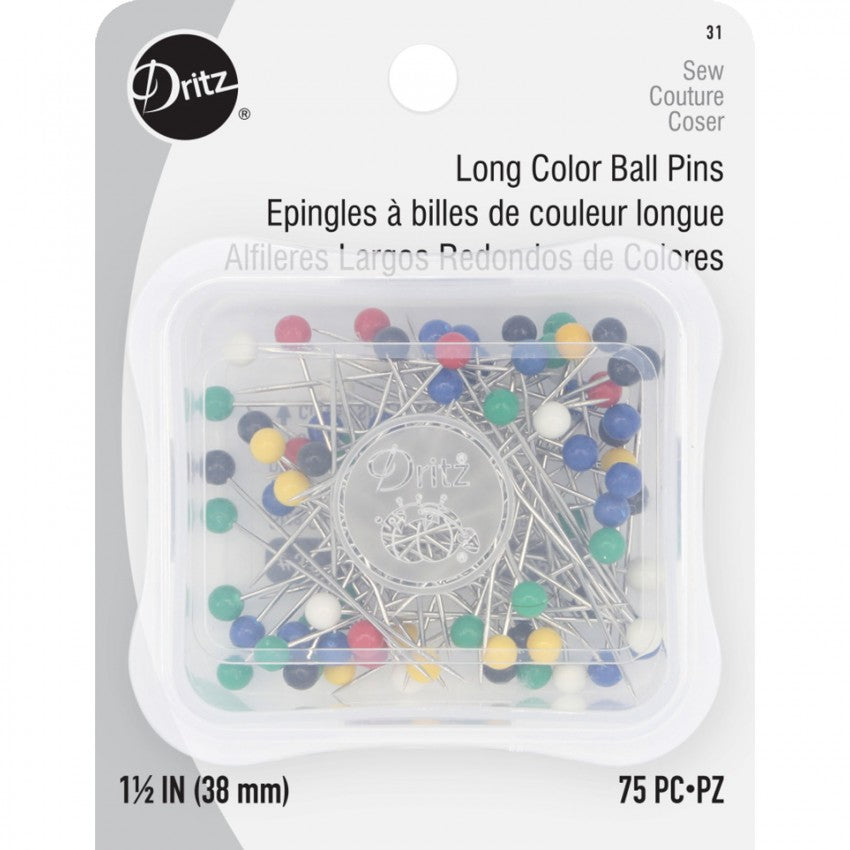 Long Color Ball Pins sz 31, Assorted Colors 75 ct